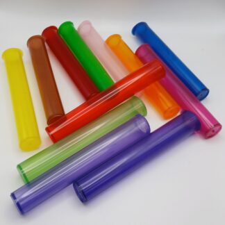 Tamper Resistant | Pop Top Plastic Pre-Roll Tubes | 109mm | Transparent Colors