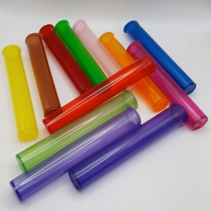 Tamper Resistant | Pop Top Plastic Pre-Roll Tubes | 109mm | Transparent Colors